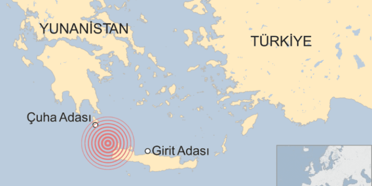 Girit adası açıklarında 6.4 büyüklüğünde deprem