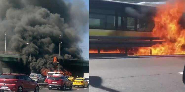 İstanbul’da metrobüste yangın!