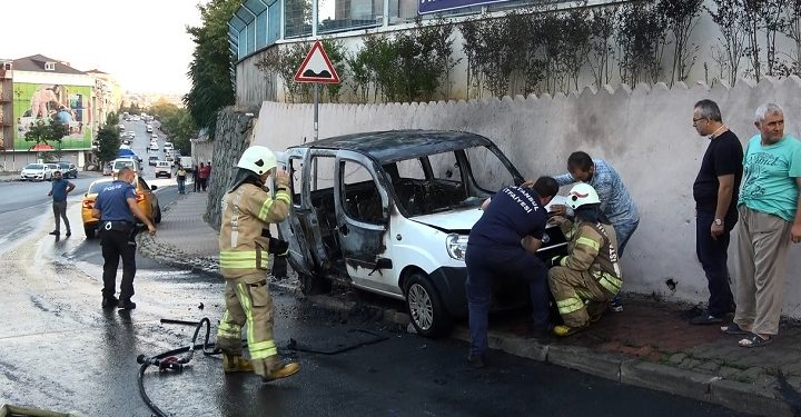 Eşine kızdı, arabayı yaktı