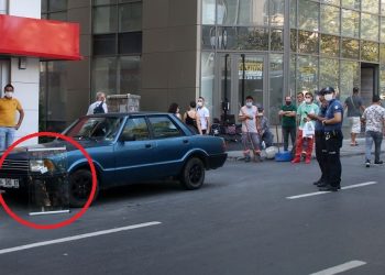 Yolda yürürken kafasına cam düştü!