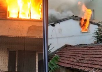 Bursa’da iki katlı ev alev alev yandı