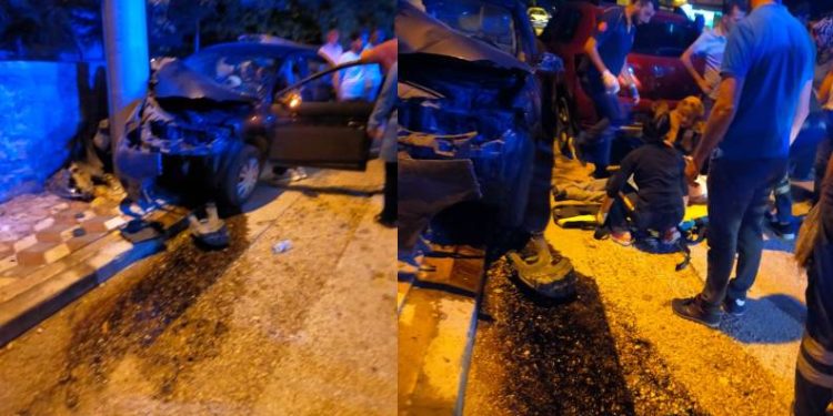 Otomobil direğe çarptı: 3 yaralı