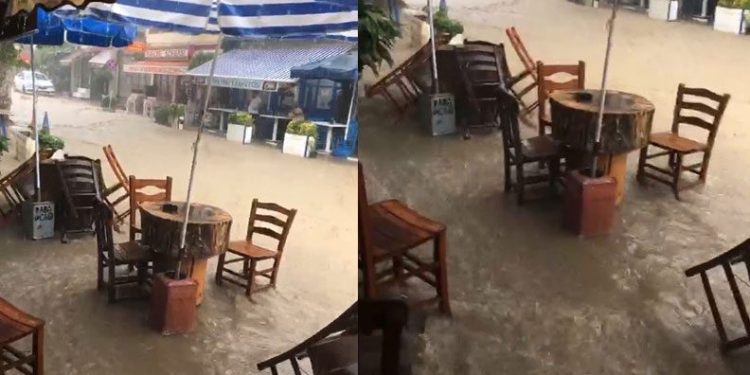 Bursa’da şiddetli yağmurda tarihi mahalleyi sel bastı