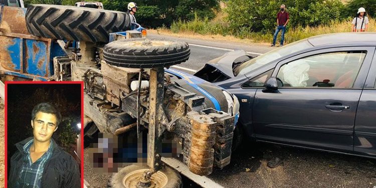 Otomobilin çarptığı traktör sürücüsü hayatını kaybetti
