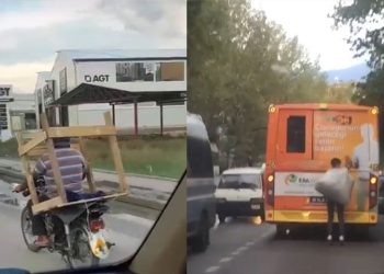 Bursa’da trafikte tehlikeli yolculuk