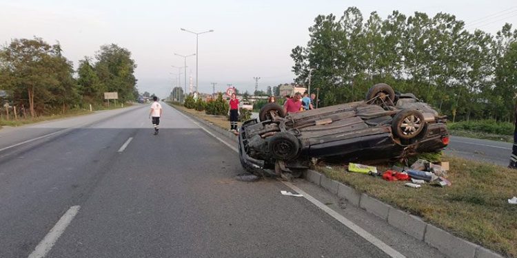 Samsun’da otomobil takla attı: 4 yaralı
