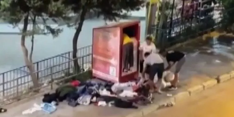 İhtiyaç sahipleri için konulan giyim kutusunu soydular