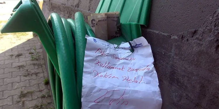 Şirketin musluğundan su içti, 10 lira bırakıp helallik istedi