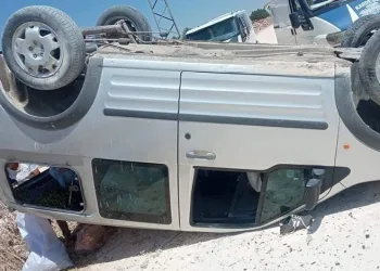 Hafif ticari araç devrildi: 4 yaralı