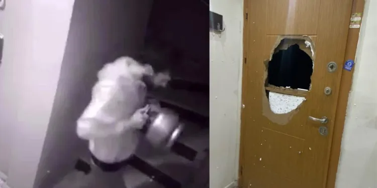 Piknik tüpüyle komşusunun kapısını kırdı