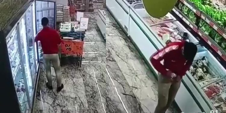 Çaldığı kaşarları pantolonuna sakladı