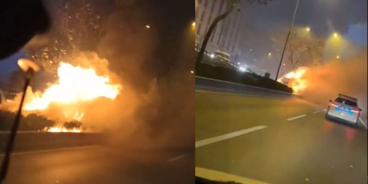 Bursa’da otomobil alev alev yandı