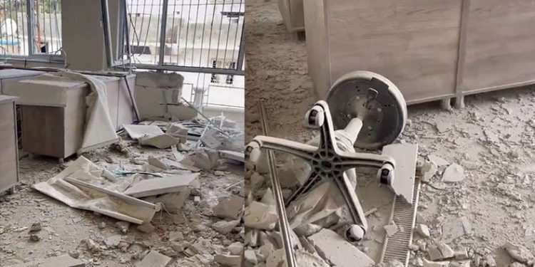 Roketin isabet ettiği okulun görüntülendi