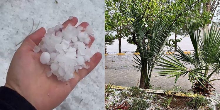 Sağanakla birlikte dolu etkili oldu