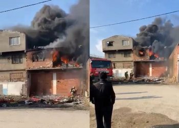 Bursa’da evin alev alev yanma anı kameralarda