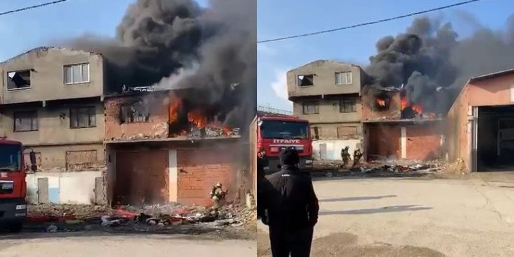 Bursa’da evin alev alev yanma anı kameralarda