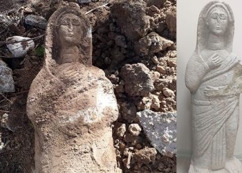 Kanalizasyon çalışmasında antik heykel bulundu