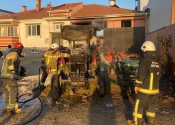 Bursa’da traktör alev alev yandı