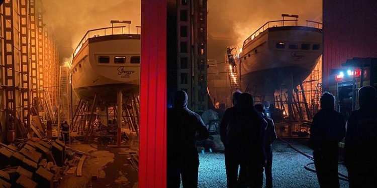 Milyon dolarlık tekne alev aldı