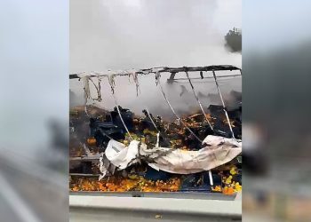 Yük dolu tır alevlere teslim oldu