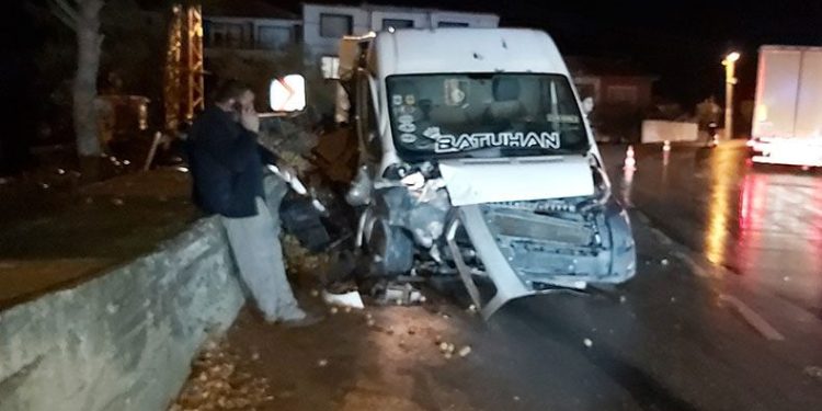 Kivi dolu minibüs kazayaptı