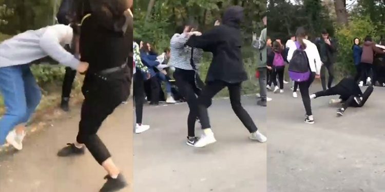 Öğrencilerin saç saça kavga ettiği o anlar