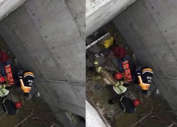 Çukura düşen vatandaşı itfaiye kurtardı