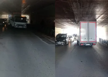 Mesafeyi hesaplayamadı, altgeçitte sıkıştı