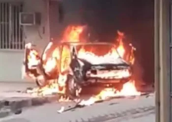 Park halindeki otomobil alev topuna döndü