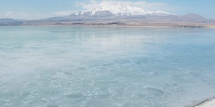 ‘Kuş Cenneti’ Arin Gölü dondu
