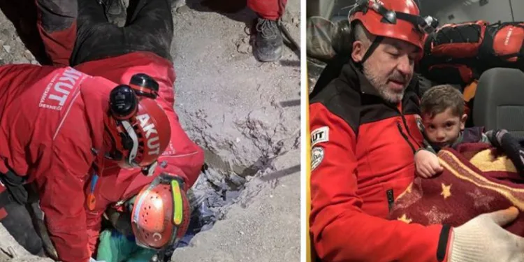 Anne ve çocuğu 47 saat sonra kurtarıldı