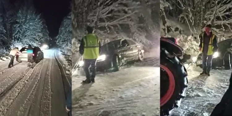 Karda mahsur kalanları böyle kurtardılar