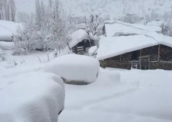 Derecik’te tek katlı evler kara gömüldü