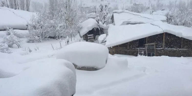 Derecik’te tek katlı evler kara gömüldü