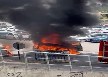 Seyir halindeki araç alev alev yandı