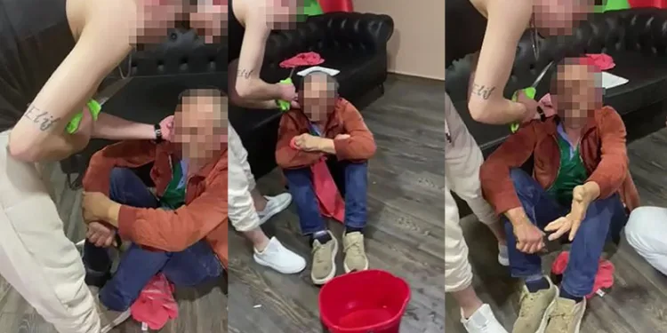 Rehin aldıkları adamı dövüp kayda aldılar