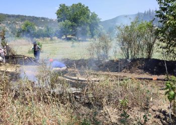 Yangının büyümesini köylüler önledi