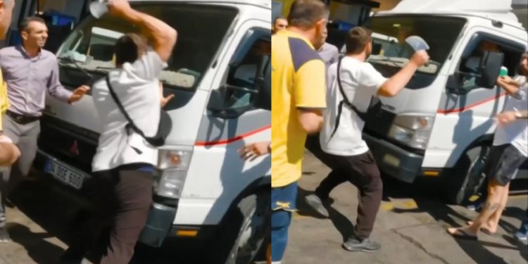 Akaryakıt istasyonunda satırlı kavga