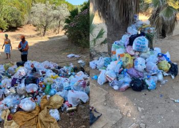 Yüzlerce torba çöp toplandı