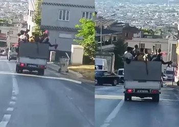 Tehlikeli düğün konvoyu amatör kameraya yansıdı