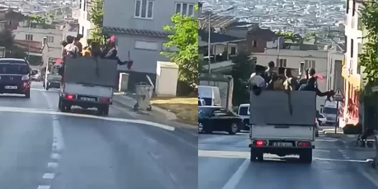 Tehlikeli düğün konvoyu amatör kameraya yansıdı