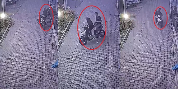 Motosikletli hırsızlar balkonda asılı çamaşırları çaldı