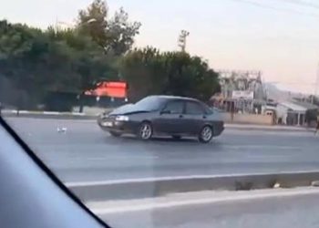 Çevre yolunda başıboş at otomobile çarptı