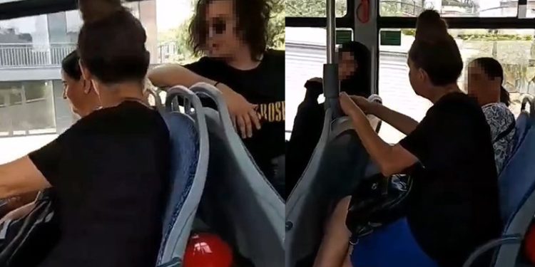 Tesettürlü kadına otobüste çirkin saldırı