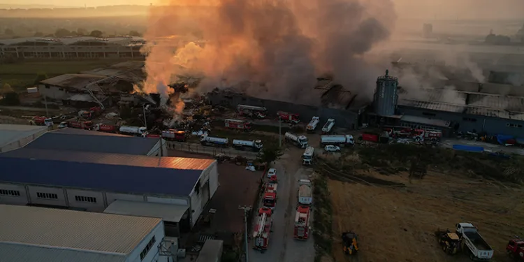 Bursa’daki yangın günün ilk ışıklarıyla böyle görüntülendi