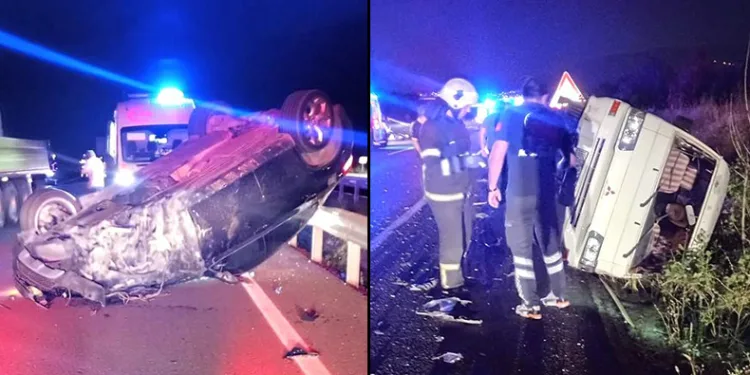 Otomobil ile minibüs çarpıştı