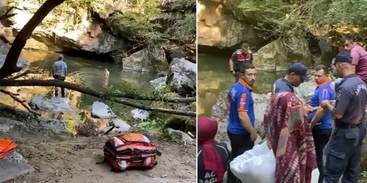 Şelaleden atladı, çamura saplandı