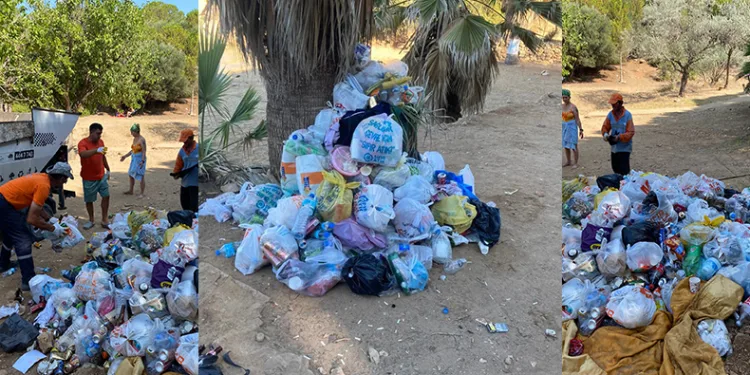 Doğal plaj adeta çöplüğe döndü