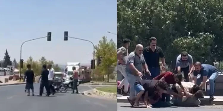 Yol ortasında tekme tokatlı “kaza” kavgası