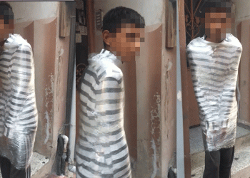 Hırsızı yakalayıp streç filme sardı